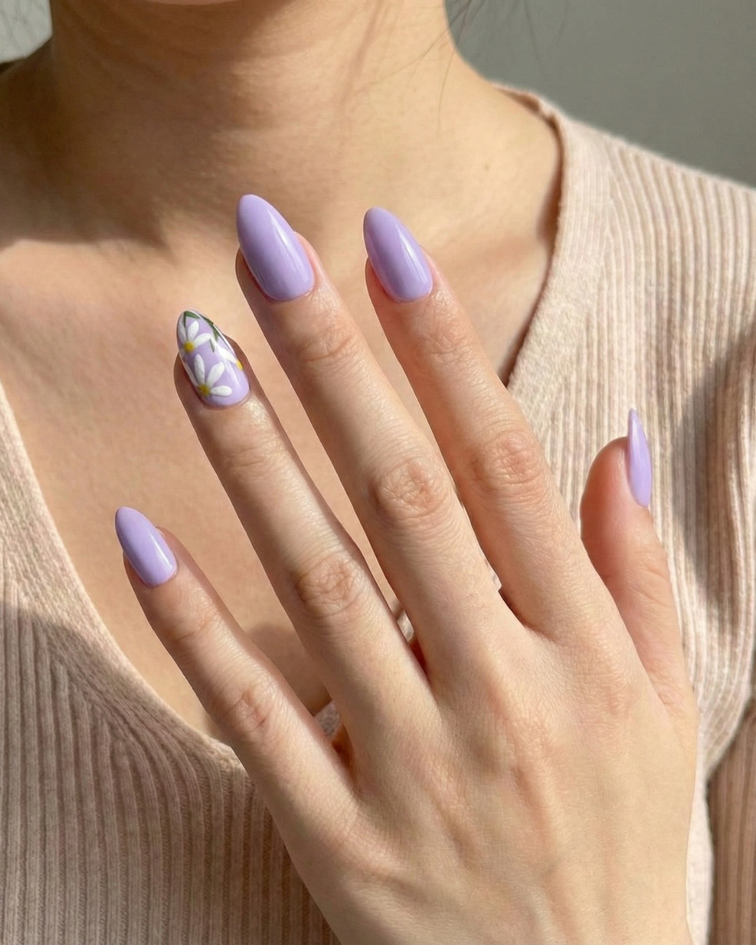 Hand-Painted Lavender Wearable Nails