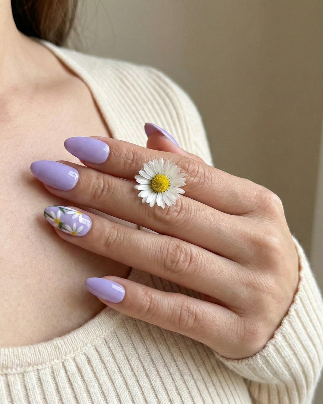 Hand-Painted Lavender Wearable Nails