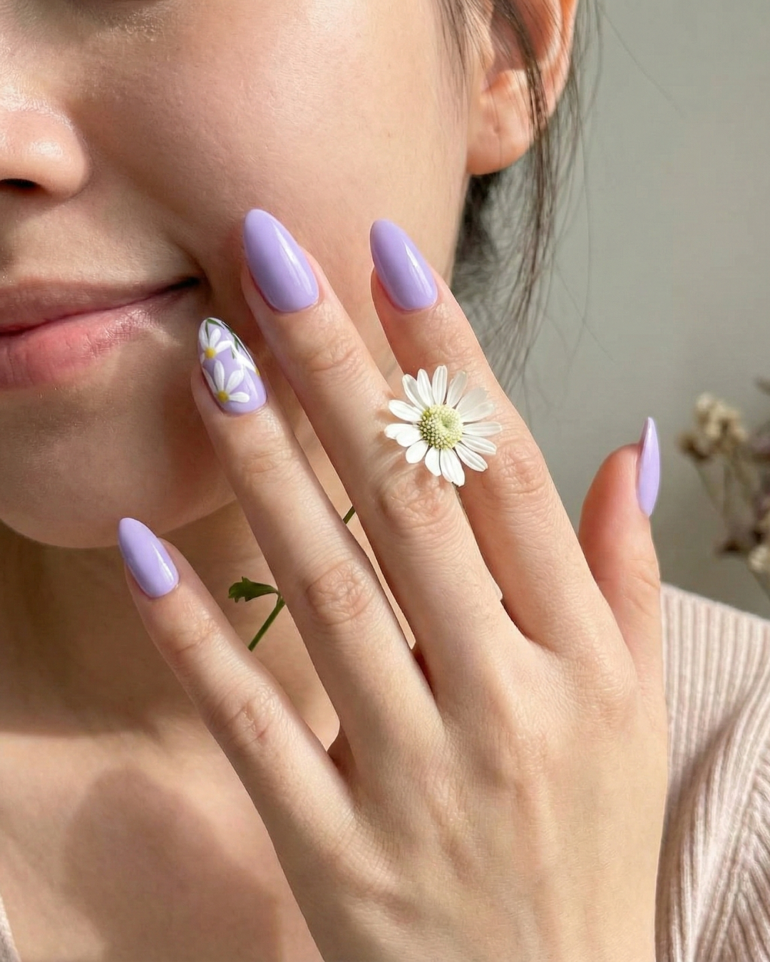 Hand-Painted Lavender Wearable Nails