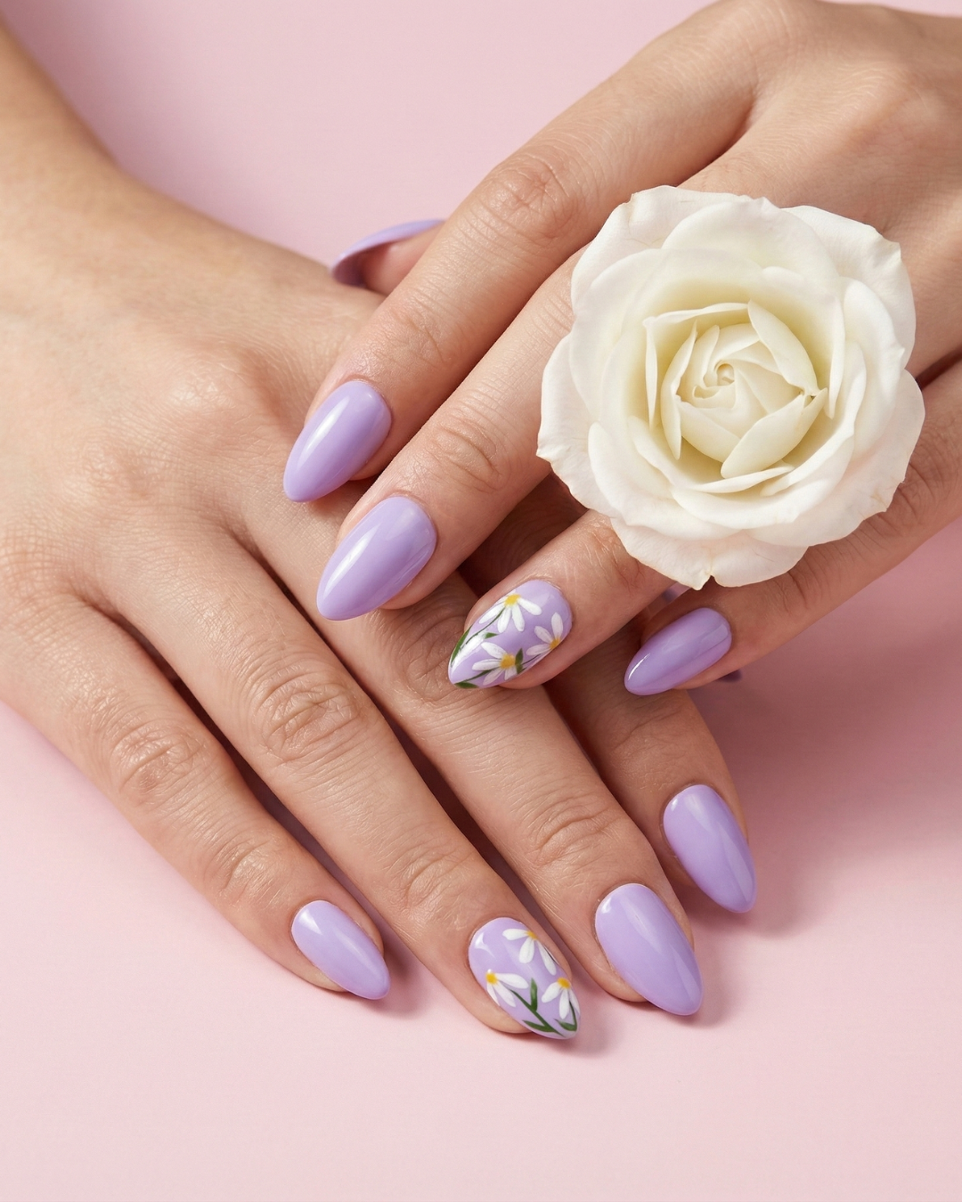 Hand-Painted Lavender Wearable Nails