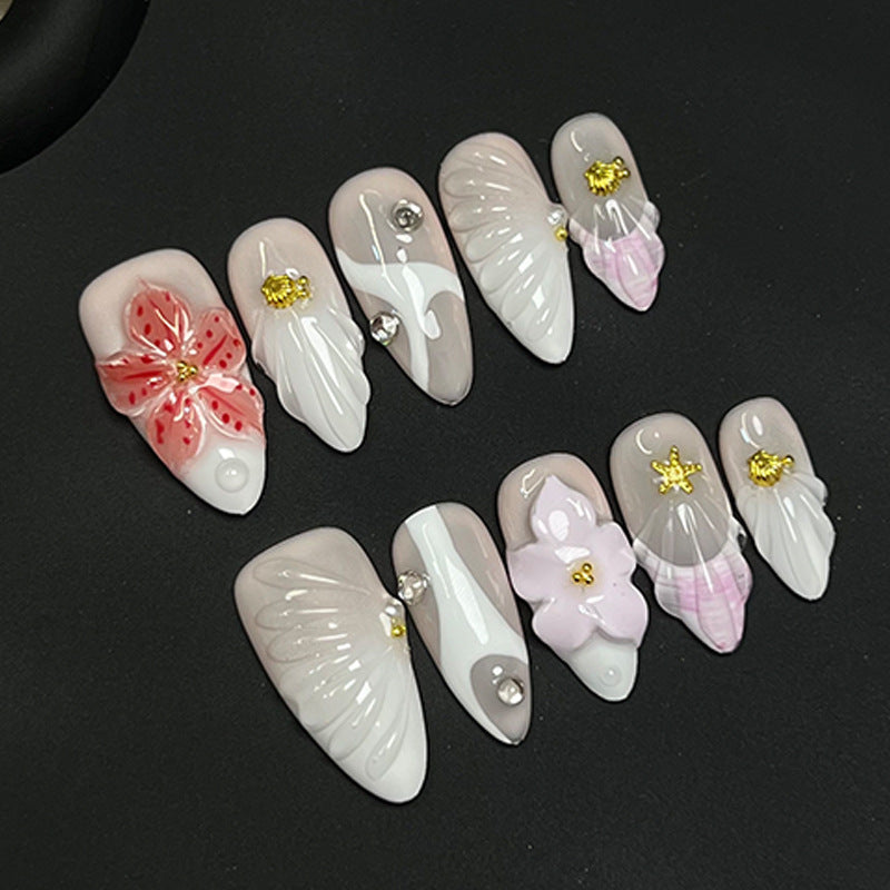 3D Carved Dreamy Flower Nails