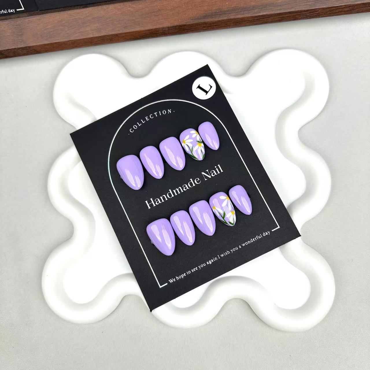 Hand-Painted Lavender Wearable Nails