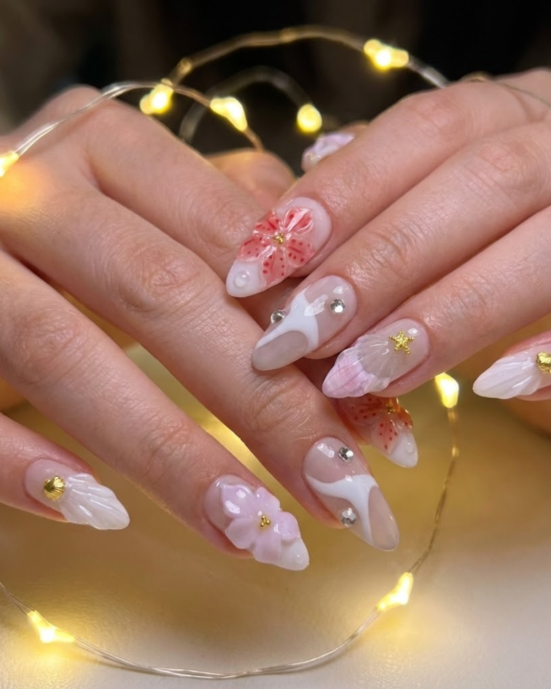 3D Carved Dreamy Flower Nails