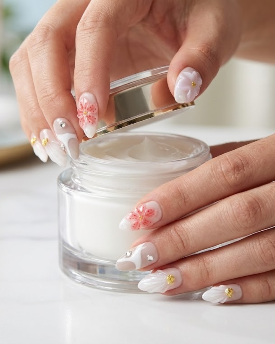 3D Carved Dreamy Flower Nails