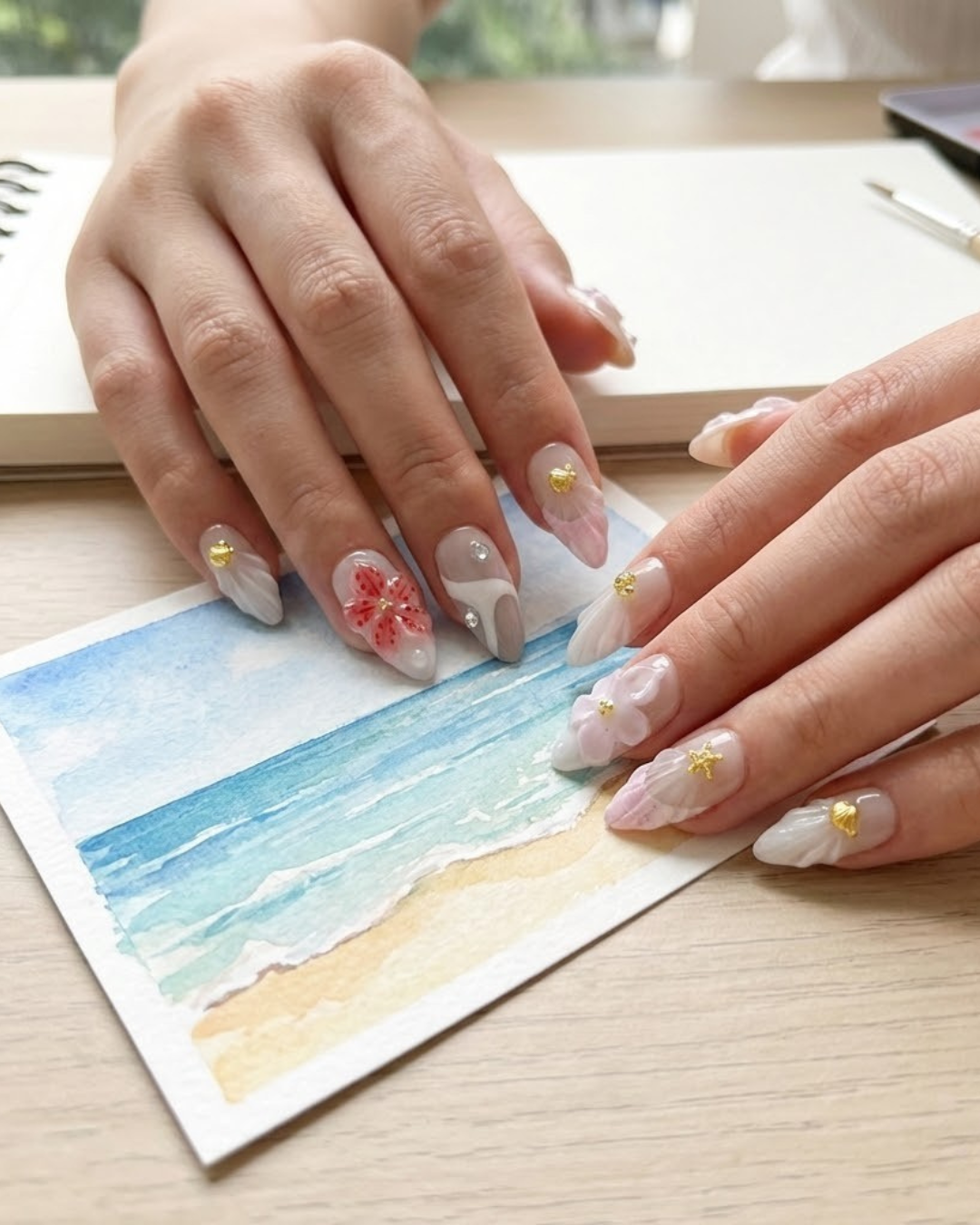 3D Carved Dreamy Flower Nails