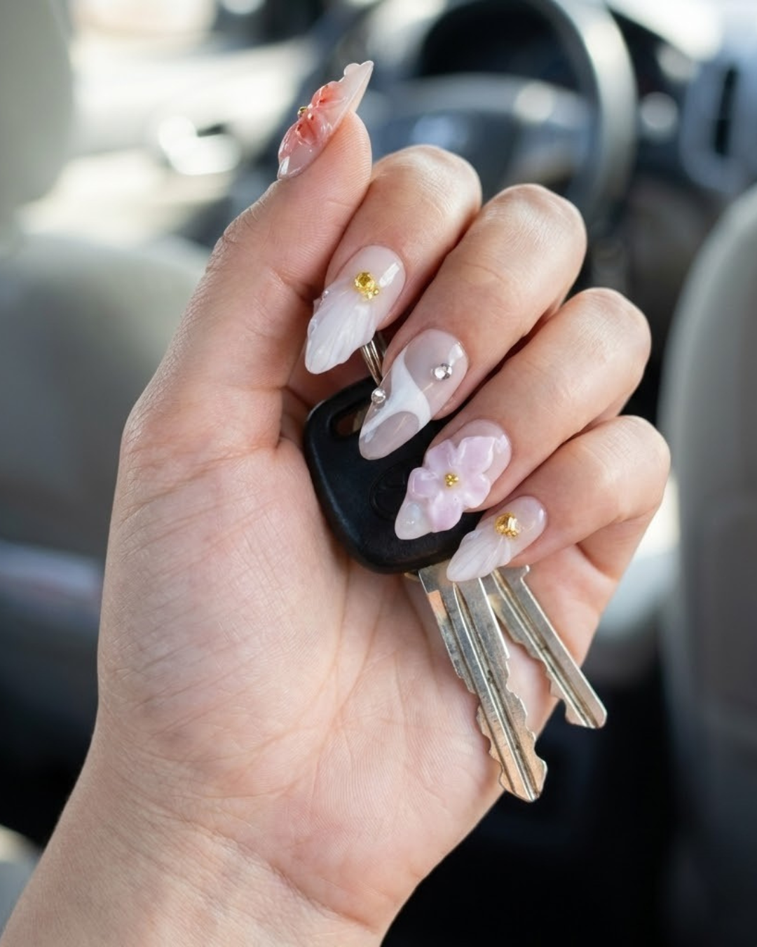 3D Carved Dreamy Flower Nails