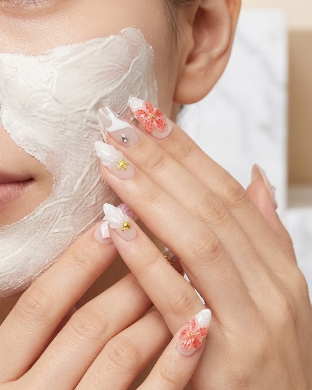 3D Carved Dreamy Flower Nails