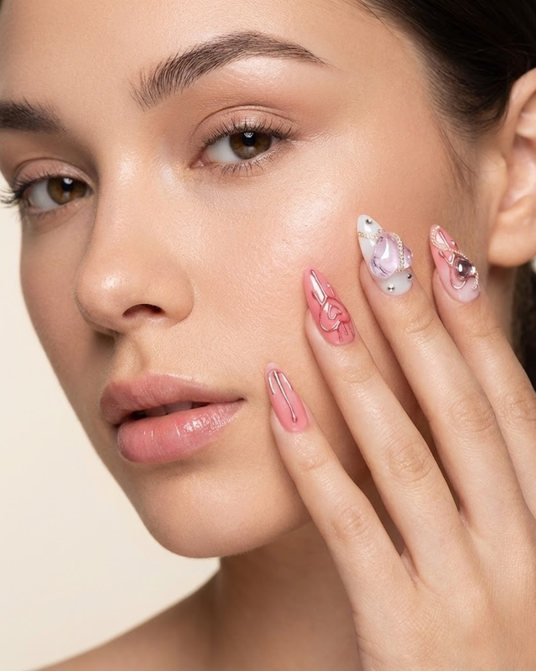 Heart Lock Bubble Love Nails