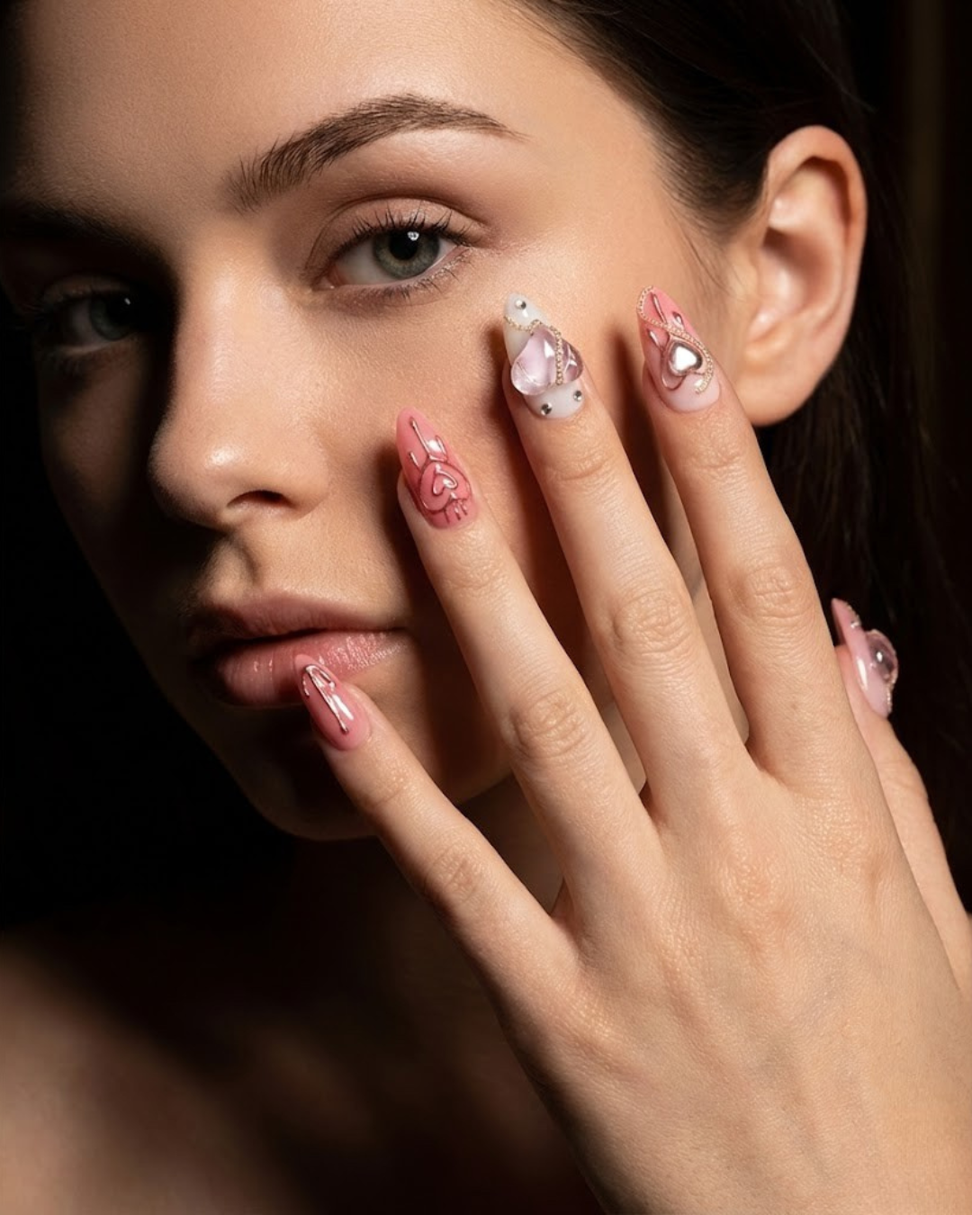 Heart Lock Bubble Love Nails