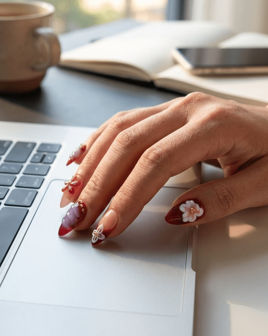 Hand - Painted Summer Almond Nails - Le Clou
