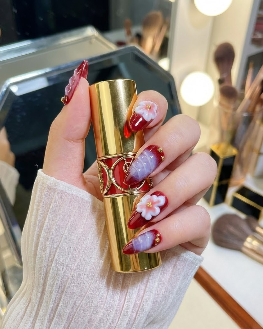 Hand - Painted Summer Almond Nails - Le Clou