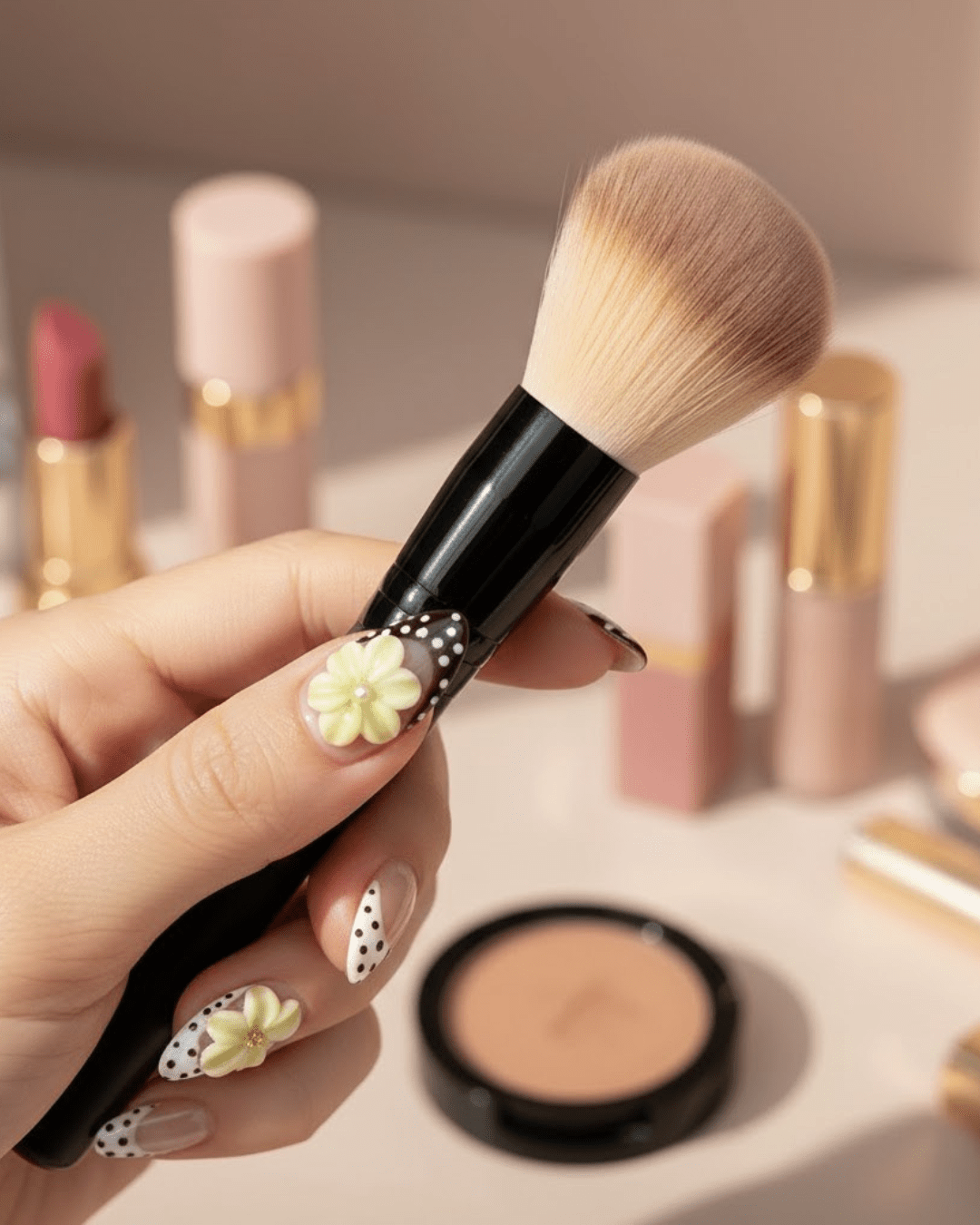 Nude Pink Polka Dot Blossoms - Le Clou