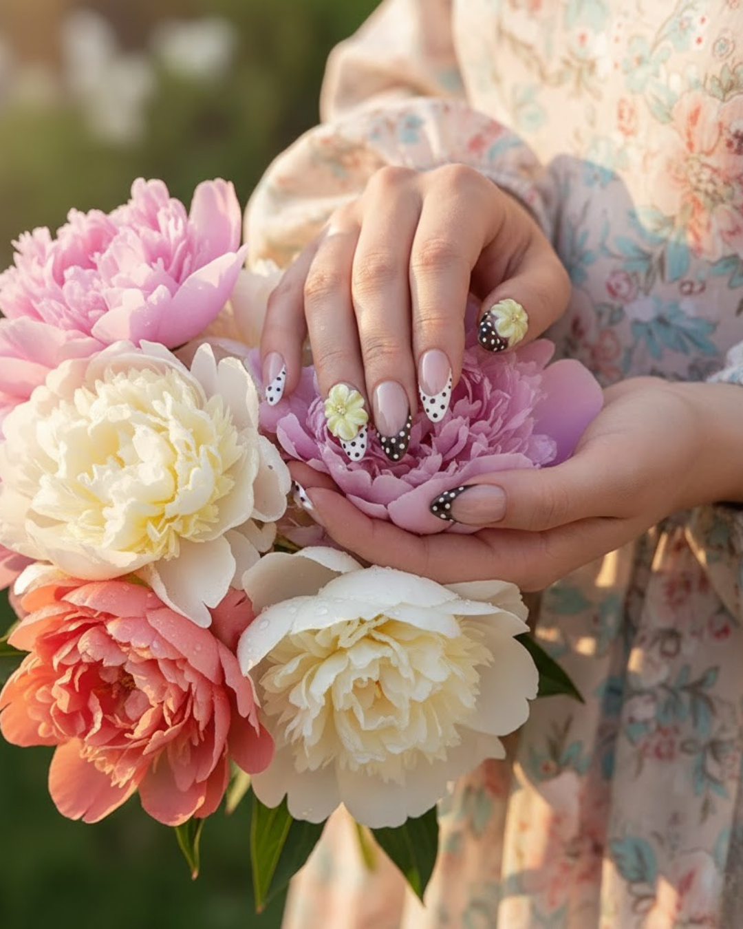 Nude Pink Polka Dot Blossoms - Le Clou